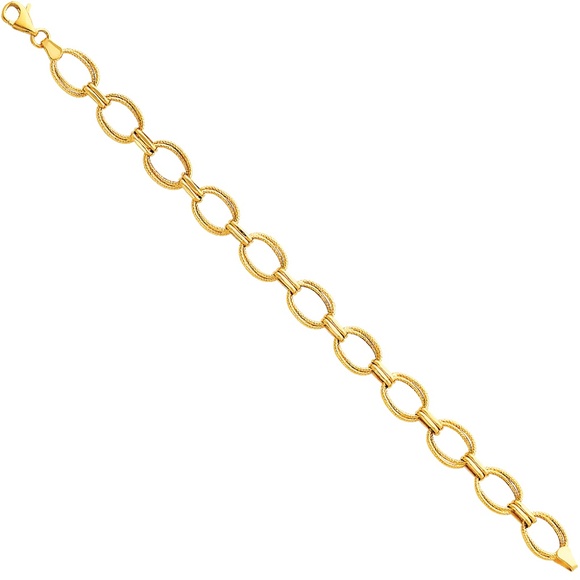 14K Solid Yellow Gold Link ChainBracelete 7.5' inc - Picture 1 of 3